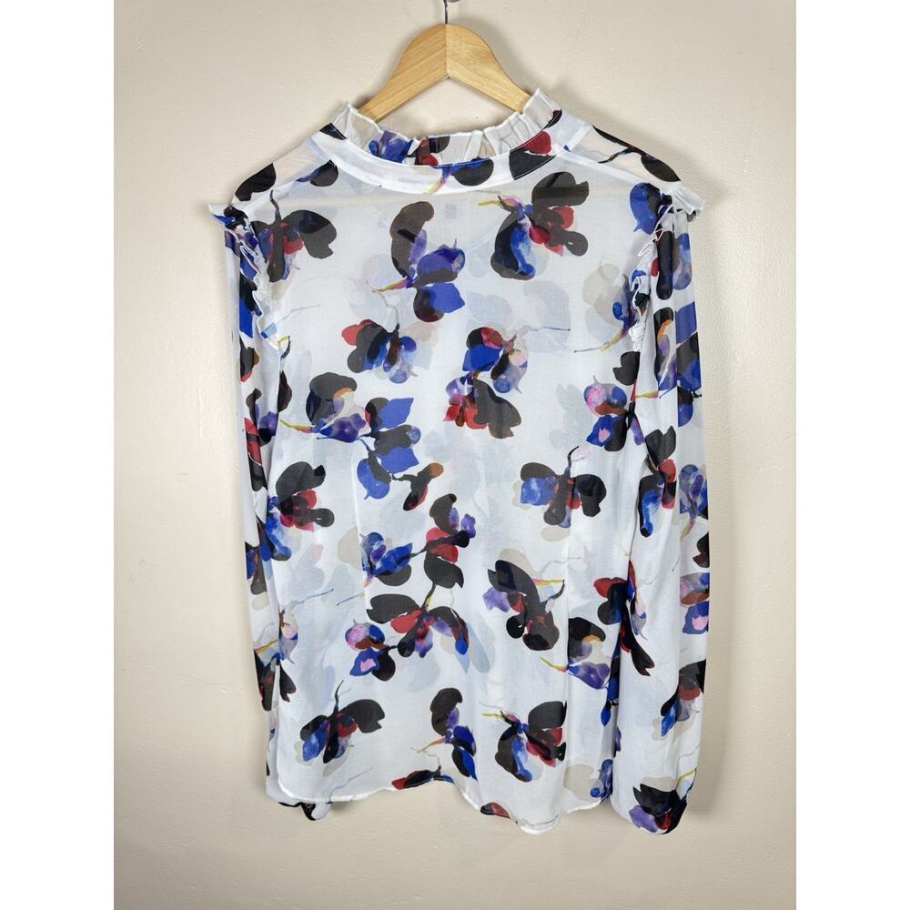 Cabi Womens Orchid Blouse Floral Career Office L Ruffle Chiffon #4426 - Picture 8 of 9